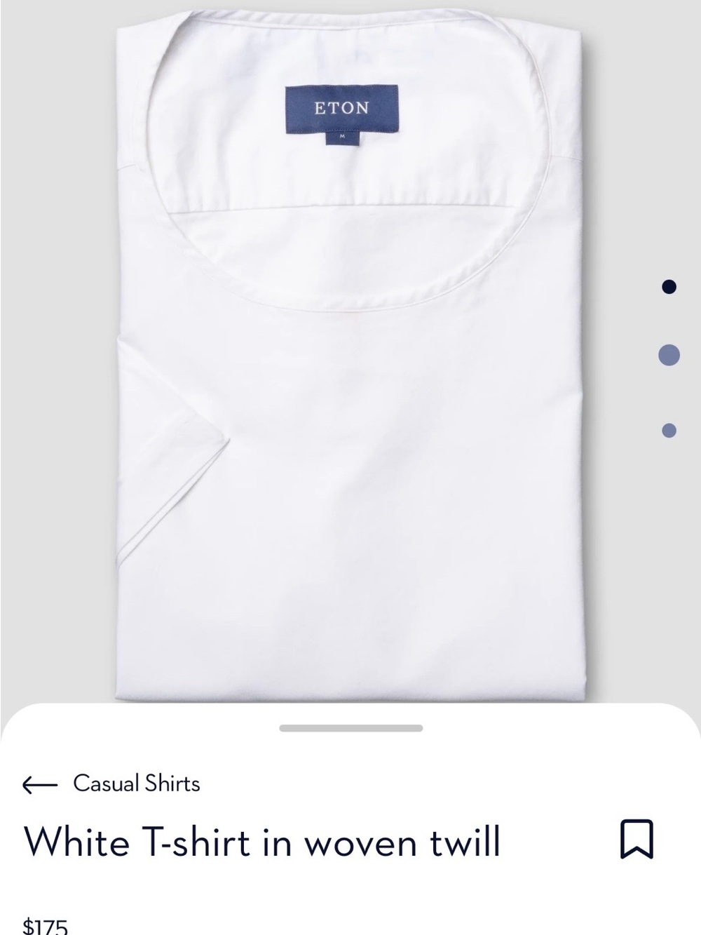 Eton White Short-Sleeve Woven Twill T-Shirt